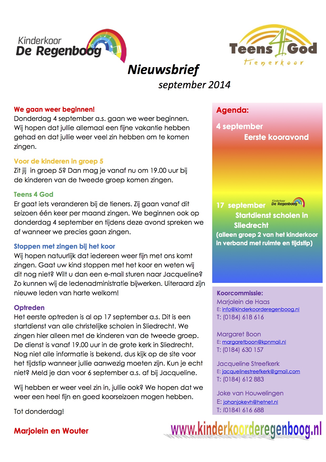 nieuwsbrief september 2014